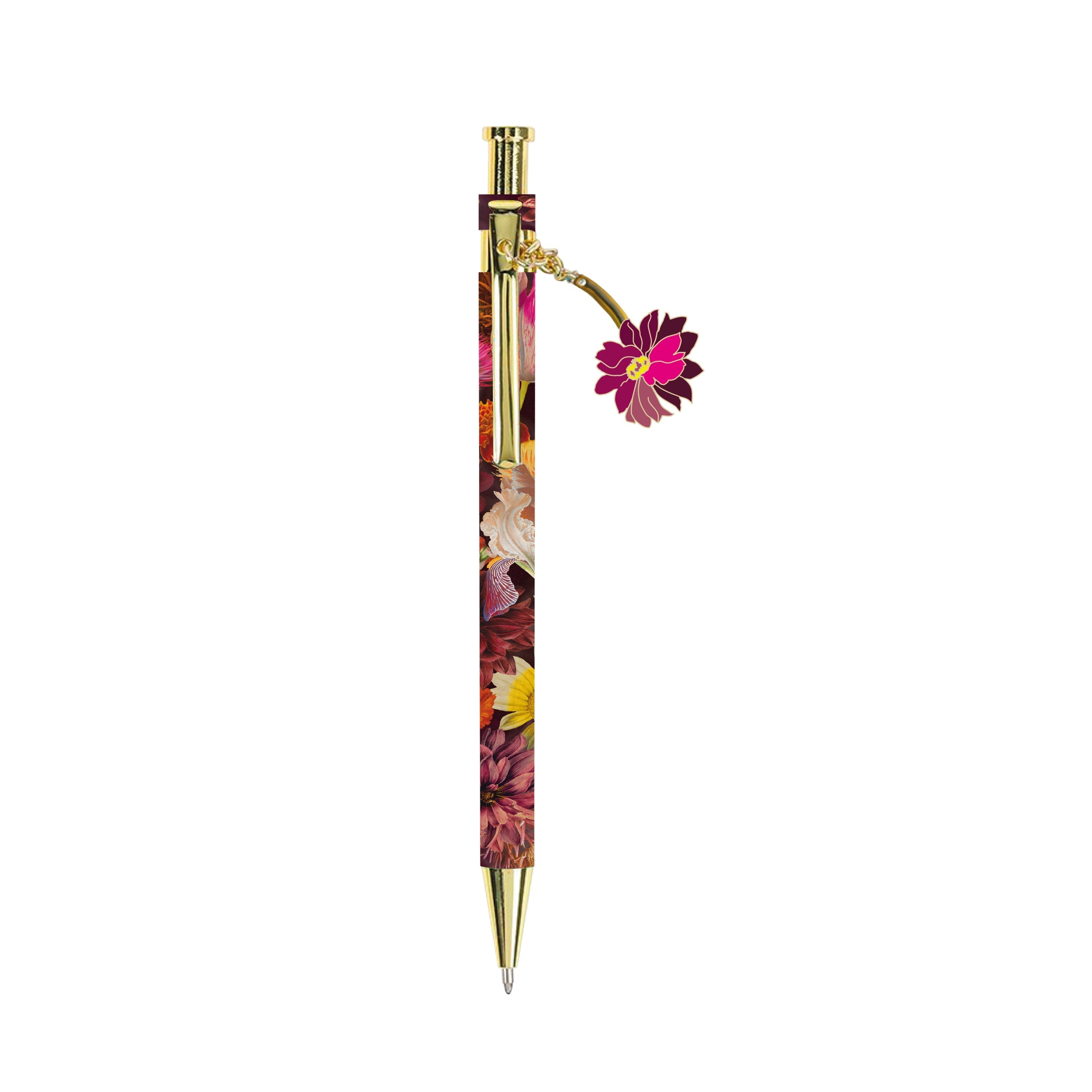 Luxury pen in box with Dutch Flowers print and flower charm pendant - Rijksmuseum Amsterdam