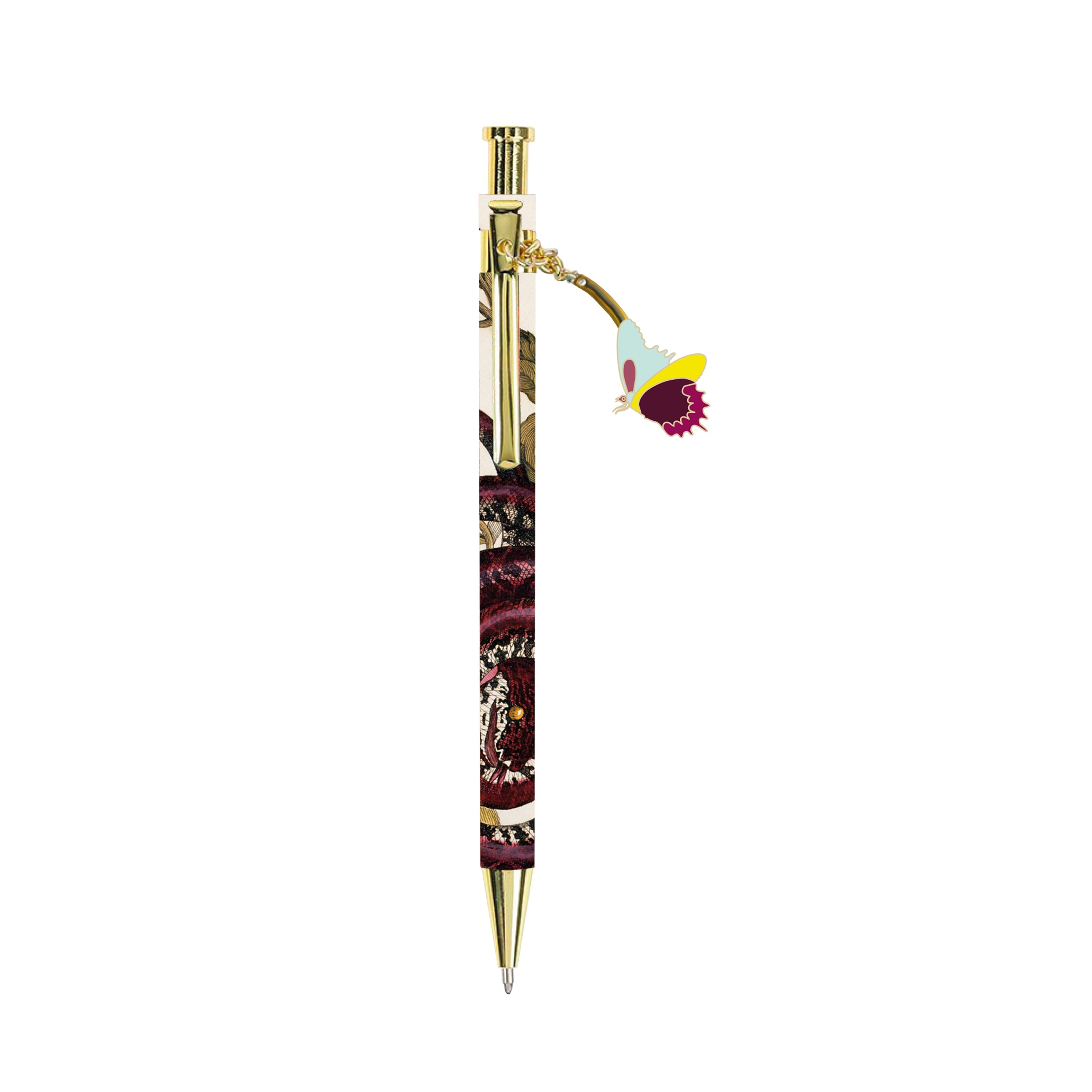 Luxury pen with butterfly charm pendant Insects in Surinam - Maria Sibylla Merian