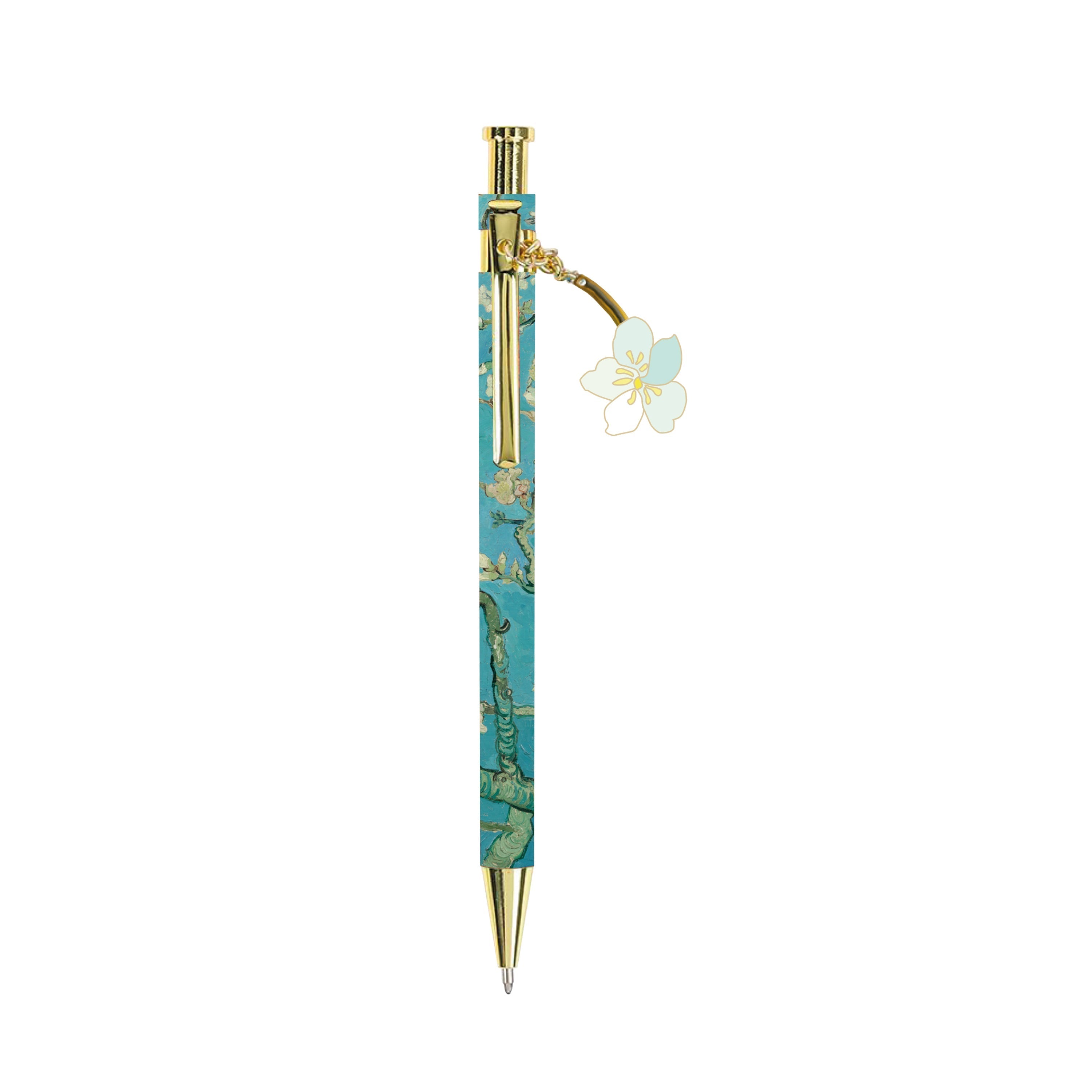 Luxury pen with blossom flower charm pendant Almond Blossom - Vincent van Gogh