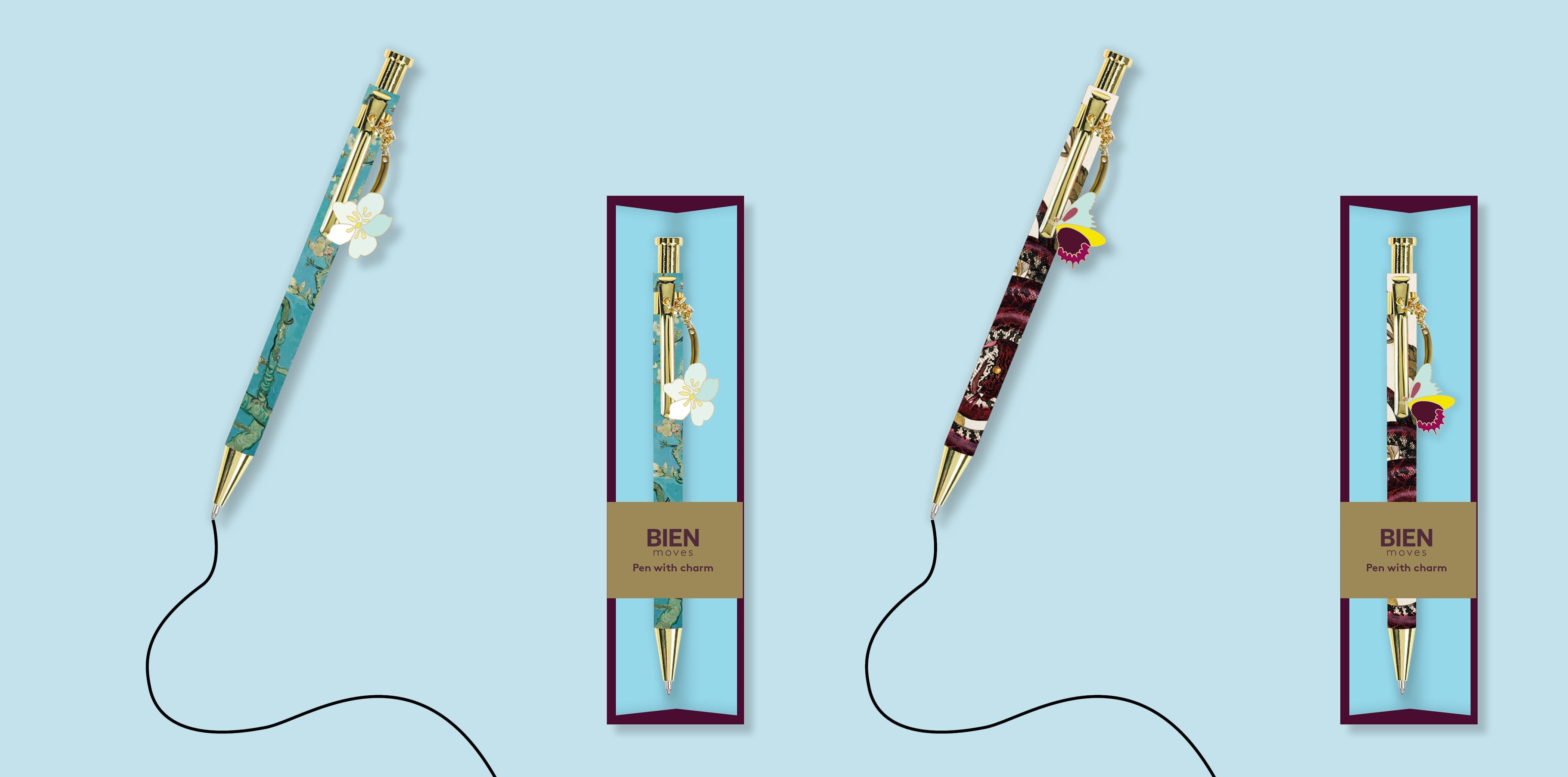 Luxury pen in box Insects in Surinam with charm butterfly pendant - Maria Sibylla Merian
