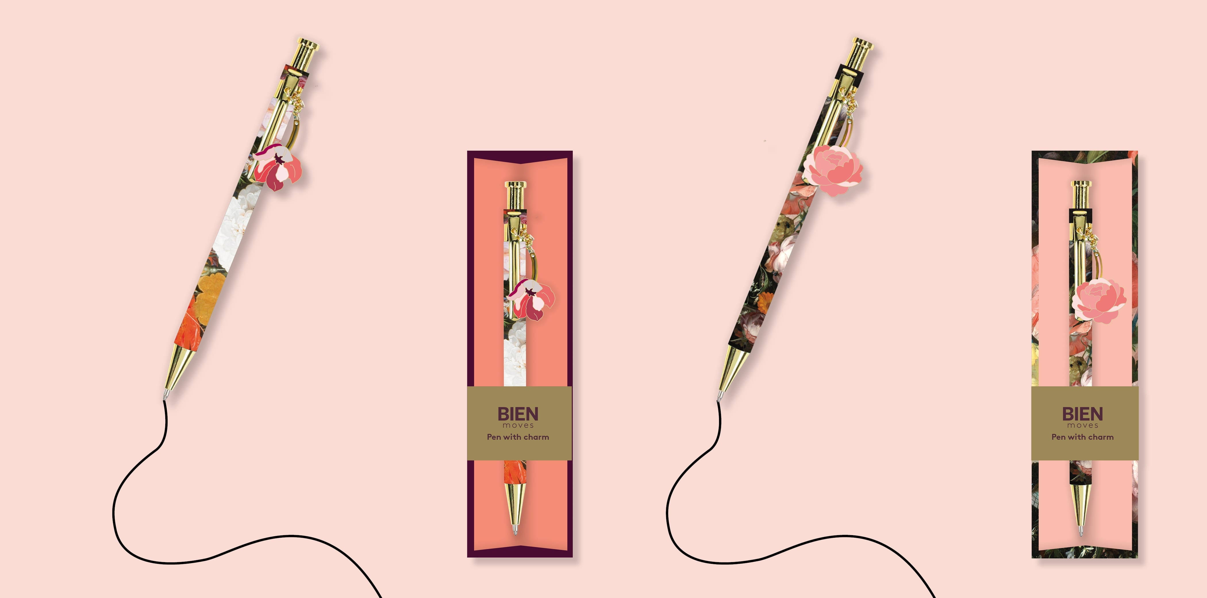 Luxury pen in box with Floral print and tulip flower charm - Abraham Mignon, Rijksmuseum Amsterdam