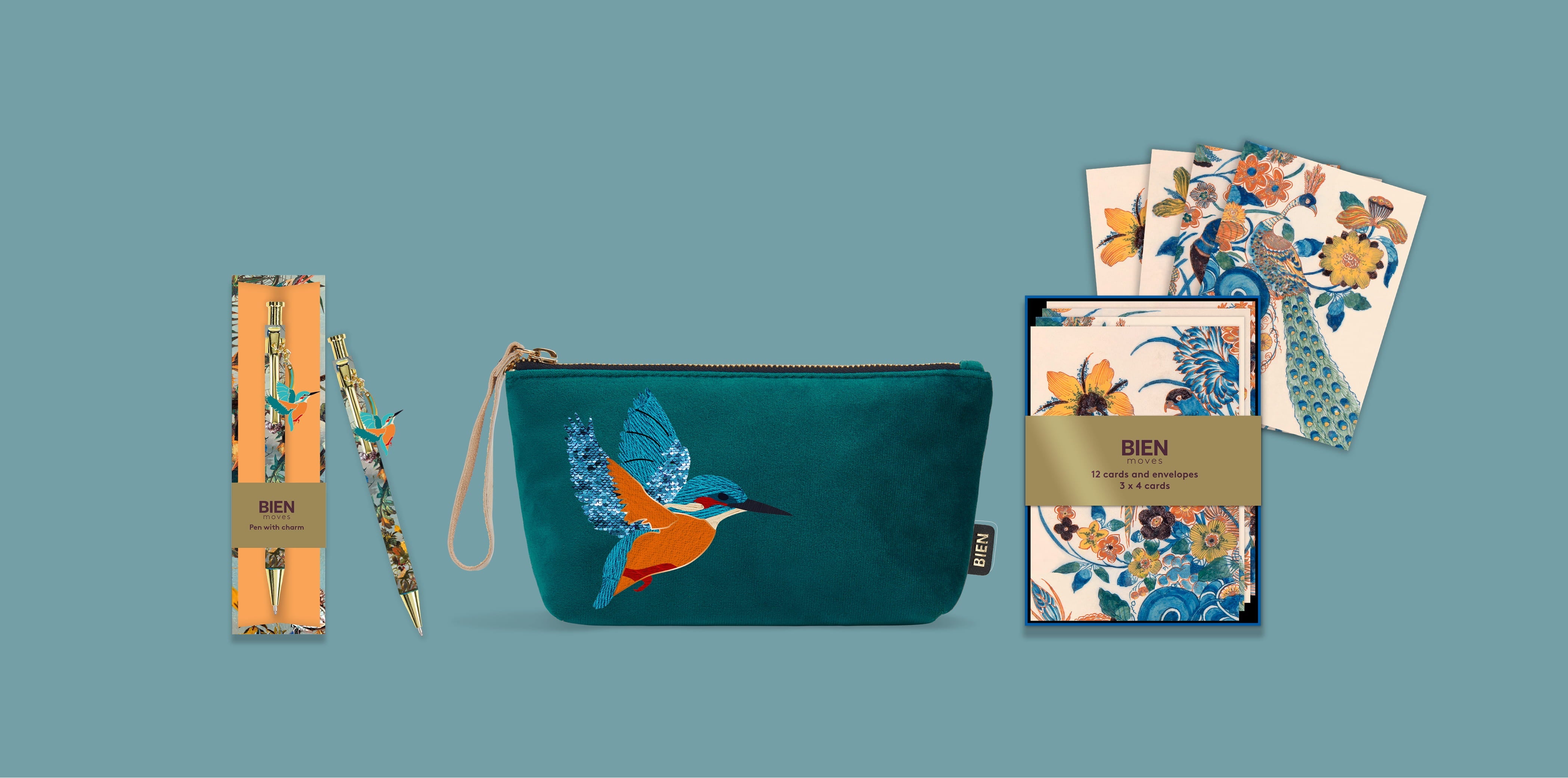 Luxury pen in box with charm pendant Kingfisher - Hans Withoos