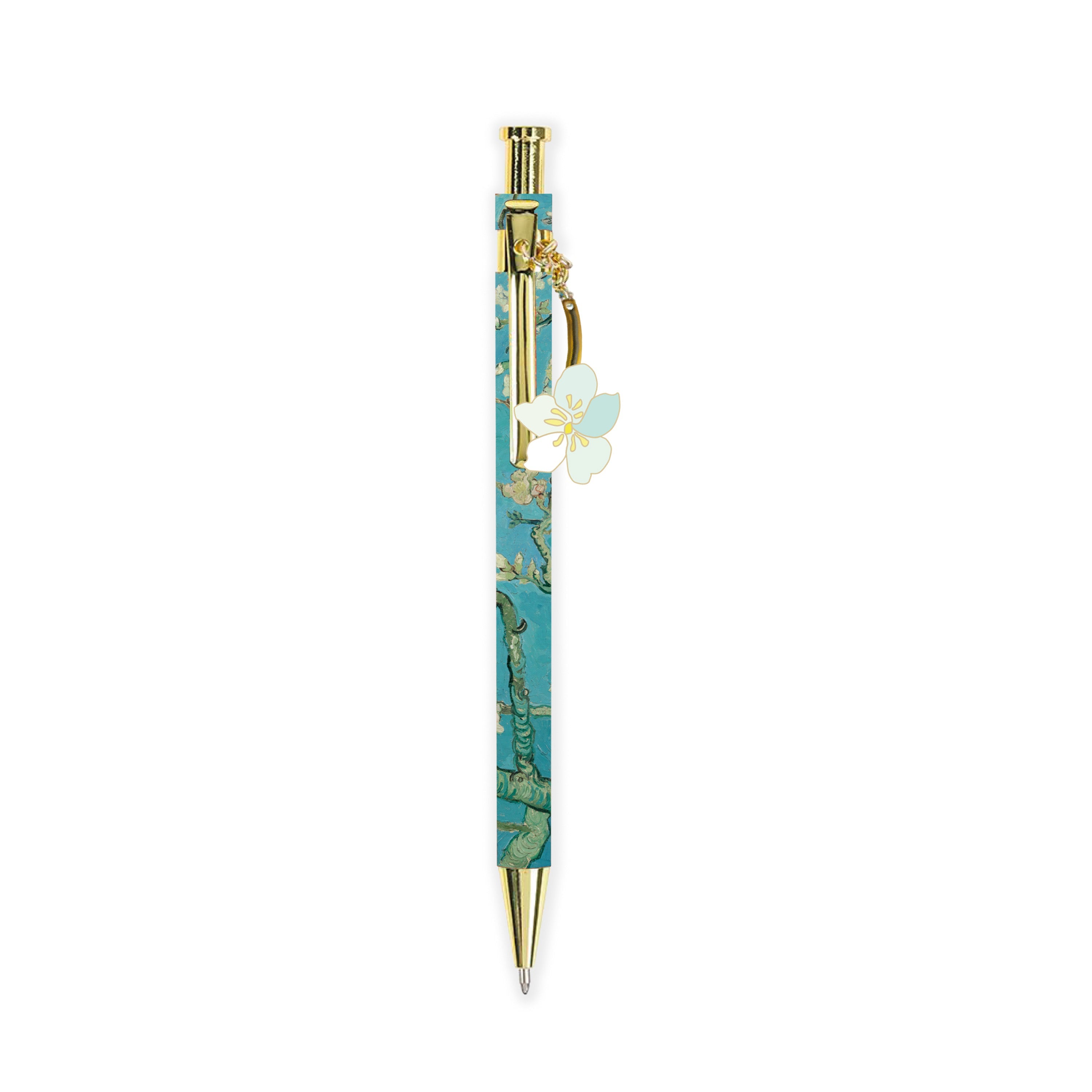 Luxury pen with blossom flower charm pendant Almond Blossom - Vincent van Gogh