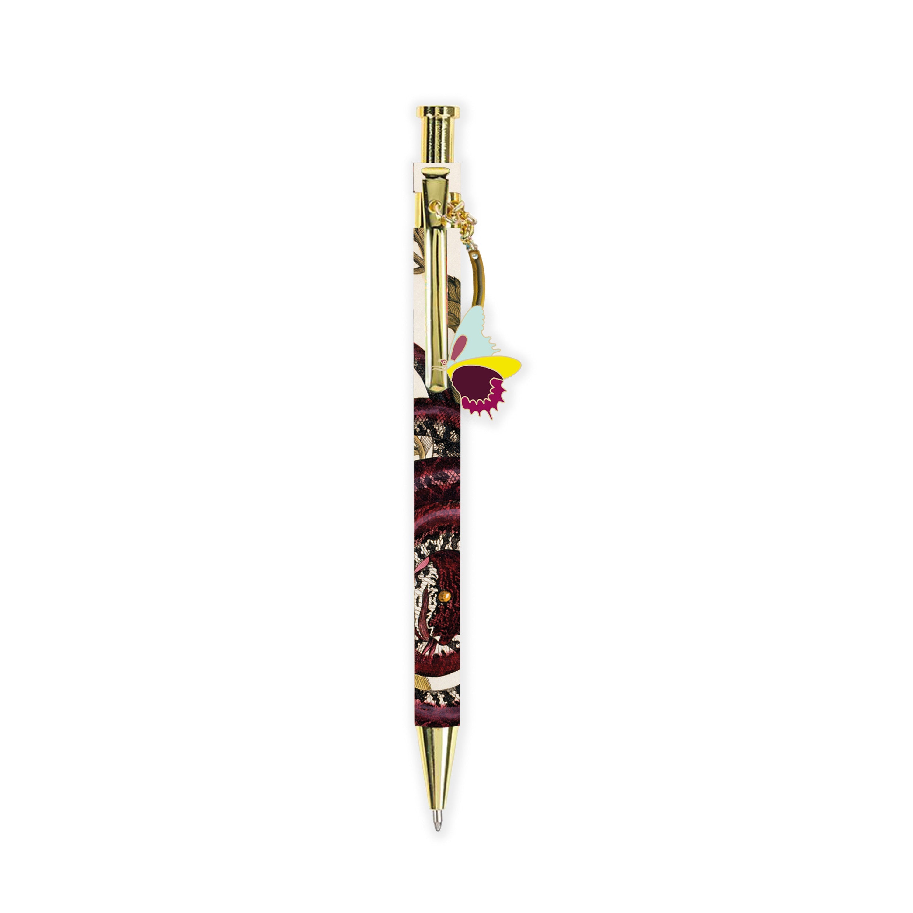 Luxury pen with butterfly charm pendant Insects in Surinam - Maria Sibylla Merian