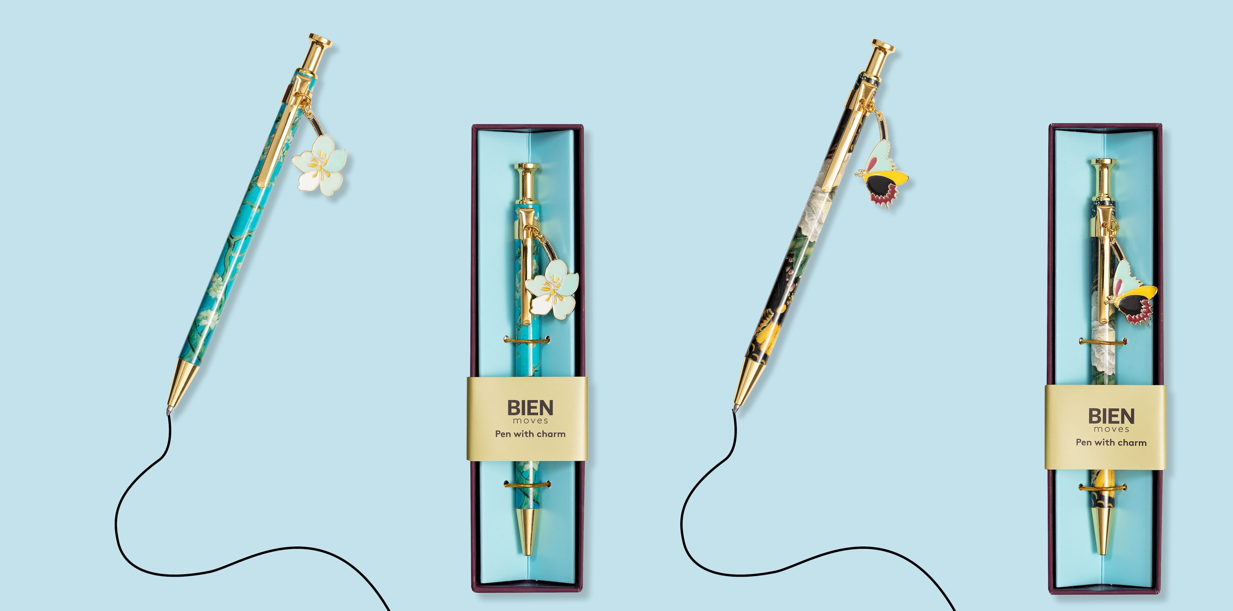 Luxury pen with blossom flower charm pendant Almond Blossom - Vincent van Gogh