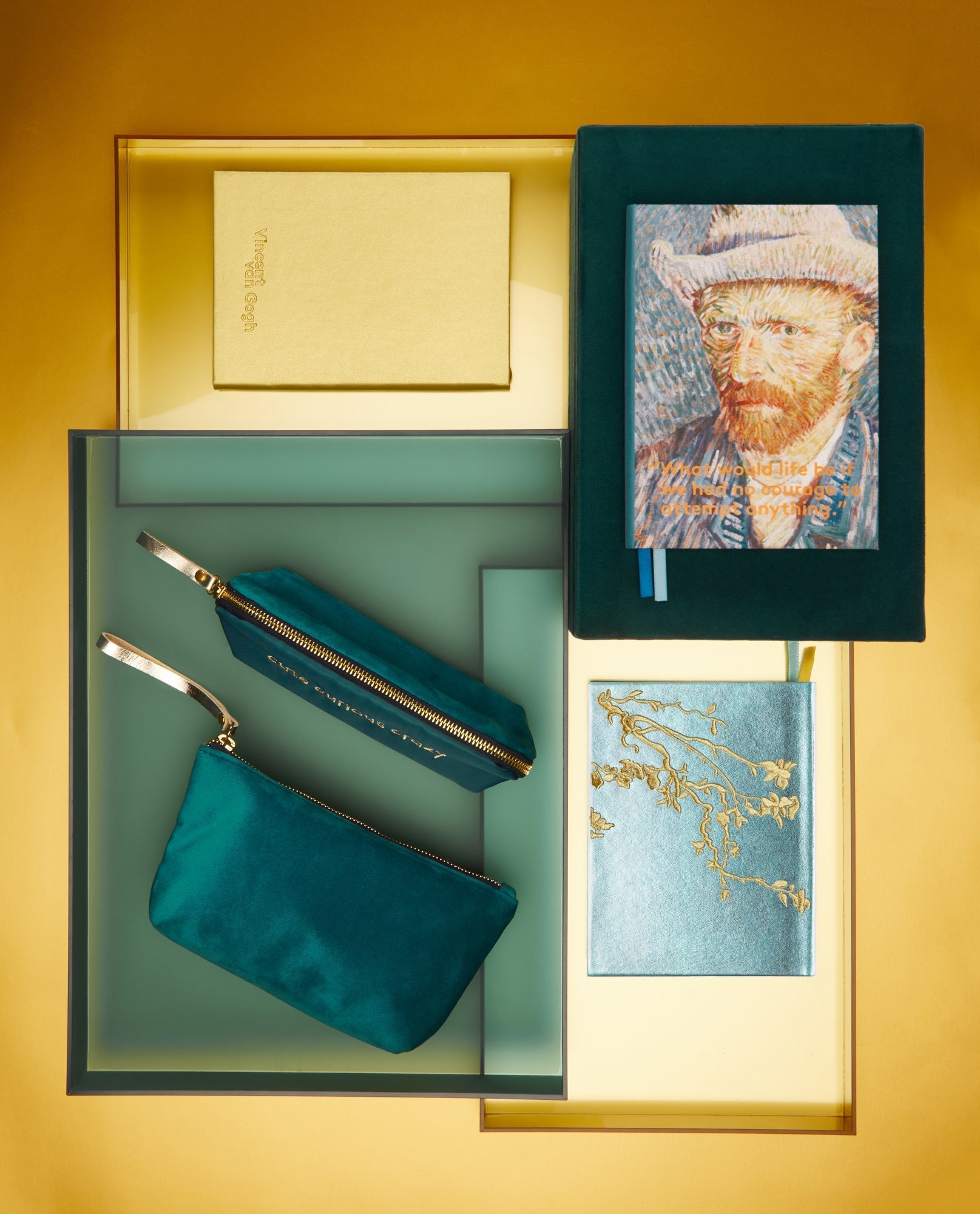 Satin-nylon velvet embroidered pencil case - “cute curious crazy” - BIEN moves