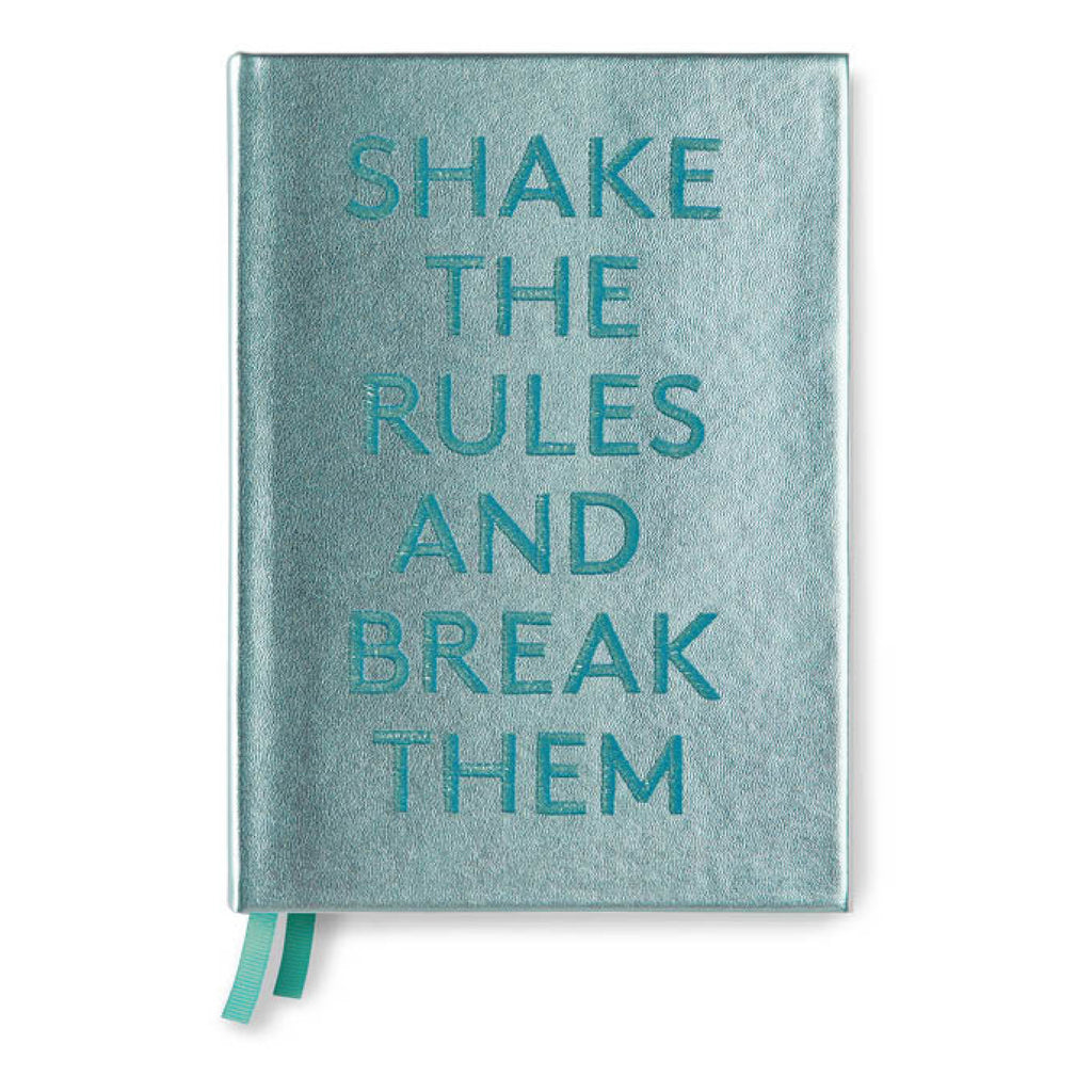 Embroidered quote notebook - "Shake the rules"
