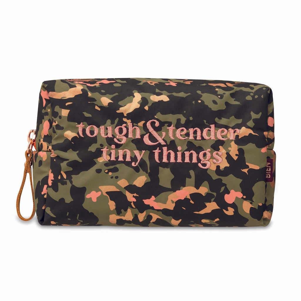 Large soft touch pouch Tough & Tender embroidery