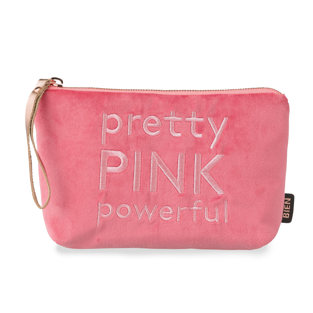 Velvet satin-nylon pouch - “pretty PINK powerful” - BIEN moves