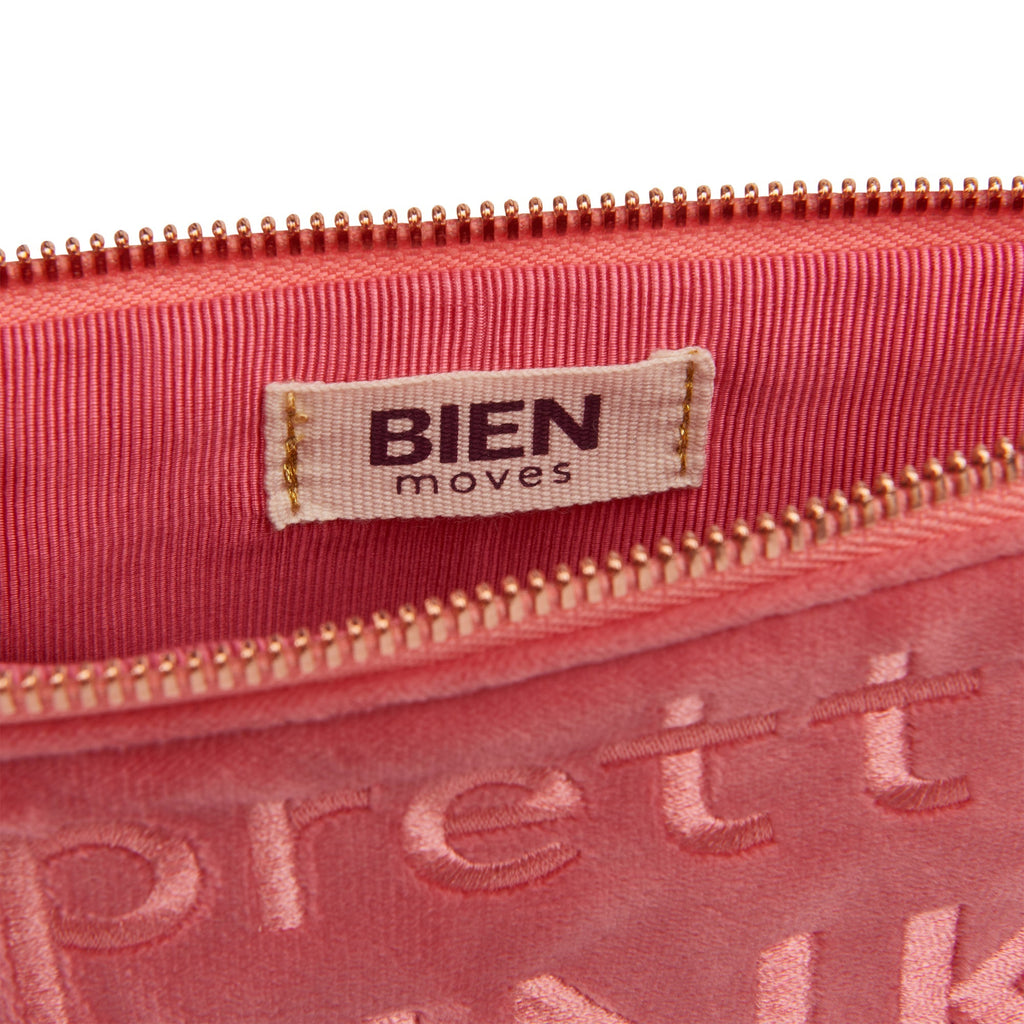Velvet satin-nylon pouch - “pretty PINK powerful” - BIEN moves