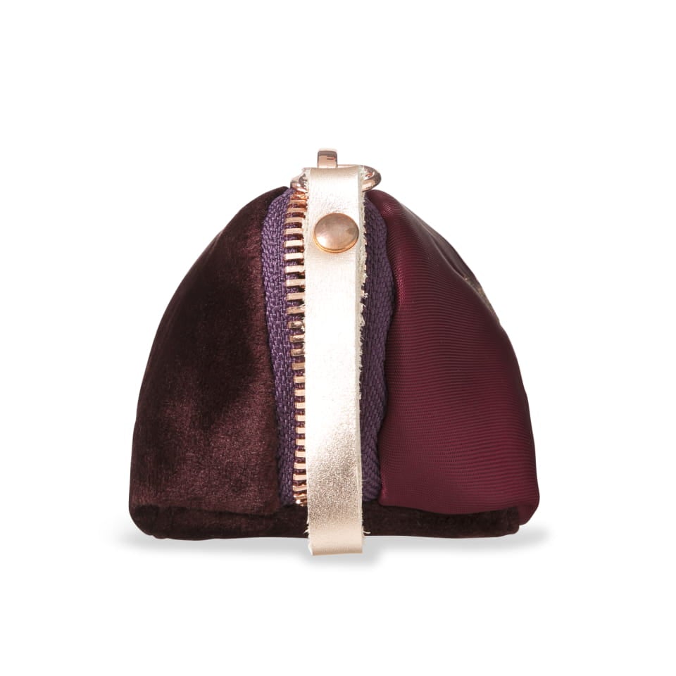 Satin-nylon velvet embroidered pencil case - “beauty brains balls” - BIEN moves