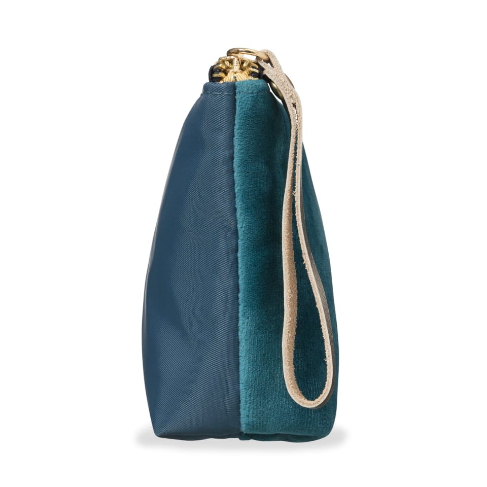 Velvet satin-nylon pouch - Petrol uni - BIEN moves